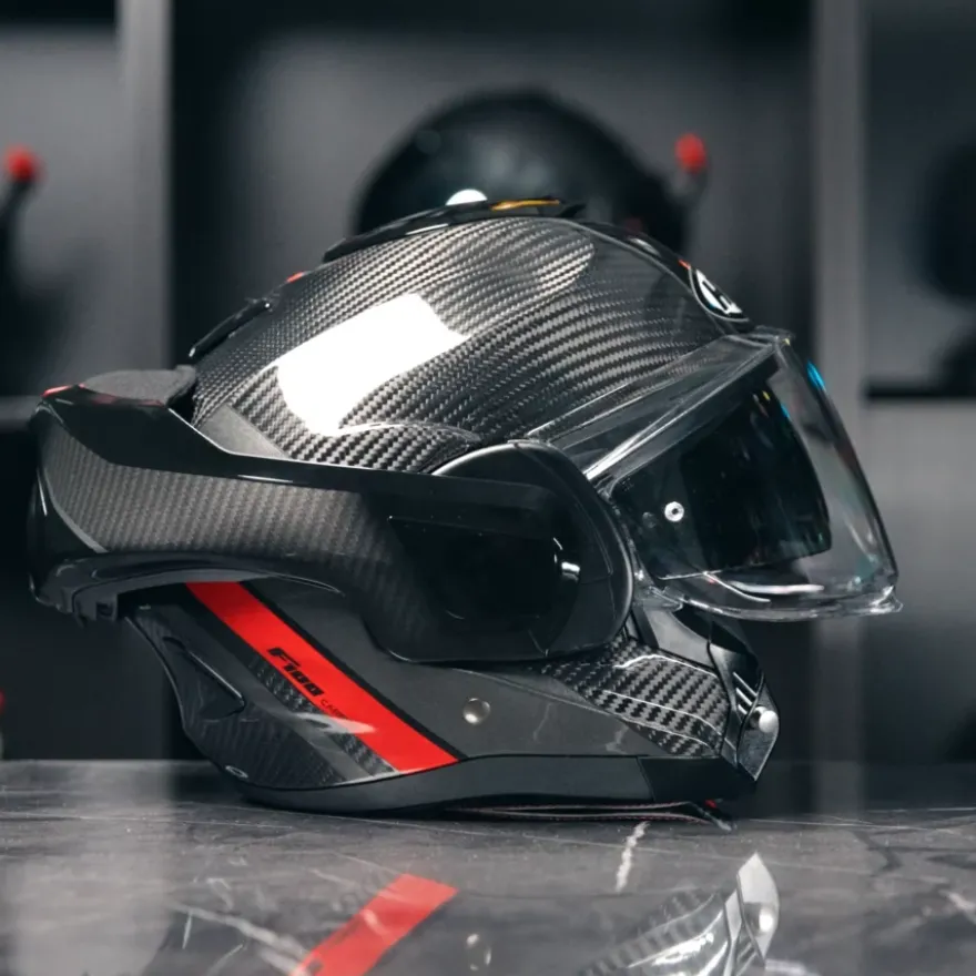 HJC F100 Carbon Stan Zwart Rood